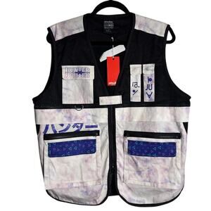 ATSUKO Hunter X Hunter Vest NWT Some Stains Zipper Snap Pockets Graphic Anime M